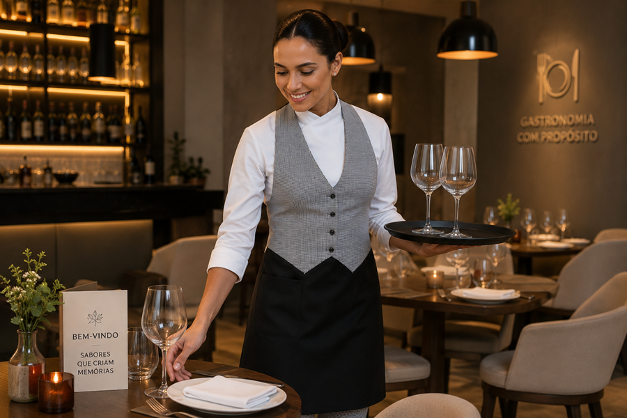 Fardamento feminino que combina elegância e funcionalidade para valorizar sua equipe